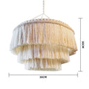 Boho beige macrame pendant light cover for bedroom chandelier by Decorbites