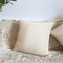 Boho beige tasseled cushion cover living room woven pillow case by Decorbites