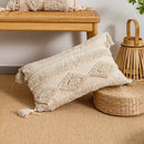 Boho beige tasseled cushion cover living room woven pillow case by Decorbites