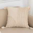 Boho beige tasseled cushion cover living room woven pillow case by Decorbites