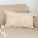 Boho beige tasseled cushion cover living room woven pillow case by Decorbites
