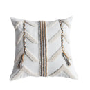 Boho beige tufted pillow cover living room geometric woven cushion by Decorbites