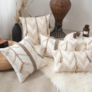 Boho beige tufted pillow cover living room geometric woven cushion by Decorbites