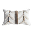 Boho beige tufted pillow cover living room geometric woven cushion by Decorbites
