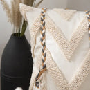 Boho beige tufted pillow cover living room geometric woven cushion by Decorbites