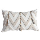 Boho beige tufted pillow cover living room geometric woven cushion by Decorbites