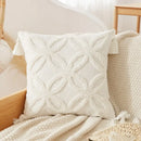Boho beige white striped pillow cases living room tassel fringed decor by Decorbites