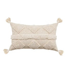 Boho beige white tufted tassel pillow covers bedroom decor by Decorbites