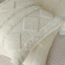 Boho beige white tufted tassel pillow covers bedroom decor by Decorbites