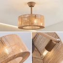 GobekUsa Braided Rope Lantern Ceiling Fan Light: Reversible, Dimmable, 6-Speed Home Decor