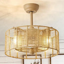GobekUsa Braided Rope Lantern Ceiling Fan Light: Reversible, Dimmable, 6-Speed Home Decor