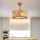 GobekUsa Braided Rope Lantern Ceiling Fan Light: Reversible, Dimmable, 6-Speed Home Decor