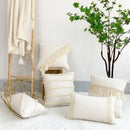 Boho beige & yellow linen cotton pillow cover living room decor by Decorbites