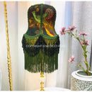 GobekUsa Boho Bird Floral Jacquard Tasseled Lampshade - Maximalist Style