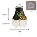 GobekUsa Boho Bird Floral Jacquard Tasseled Lampshade - Maximalist Style