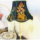 GobekUsa Boho Bird Floral Jacquard Tasseled Lampshade - Maximalist Style