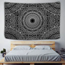 Boho black & white mandala tapestry bedroom wall hanging by Decorbites