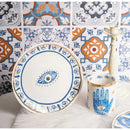 GobekUsa Bright Eyes Ceramic Dinner Plate Set, 8" Boho Art Salad Dessert Plate