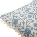 Boho blue & white tassel cushion cover living room pillow by Decorbites
