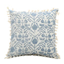 Boho blue & white tassel cushion cover living room pillow by Decorbites
