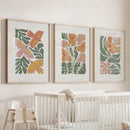 Abstract Botanical Set of 3 Prints. Retro Flower Gallery Art by Wall Art Set