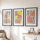 Boho Chic Botanical Decor. Set of 3 Abstract Flowers Prints by Wall Art Set