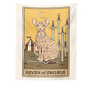 Boho cat divination tarot card tapestry bedroom wall hanging by Decorbites