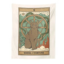 Boho cat divination tarot card tapestry bedroom wall hanging by Decorbites