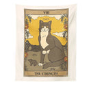 Boho cat divination tarot card tapestry bedroom wall hanging by Decorbites