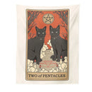 Boho cat divination tarot card tapestry bedroom wall hanging by Decorbites