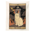 Boho cat divination tarot card tapestry bedroom wall hanging by Decorbites