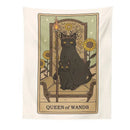Boho cat divination tarot card tapestry bedroom wall hanging by Decorbites
