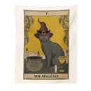 Boho cat divination tarot card tapestry bedroom wall hanging by Decorbites