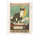 Boho cat divination tarot card tapestry bedroom wall hanging by Decorbites