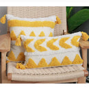 Boho chenille tufted pillow case cream & mustard living room decor by Decorbites