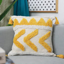 Boho chenille tufted pillow case cream & mustard living room decor by Decorbites