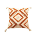 Boho chenille tufted pillow case cream & mustard living room decor by Decorbites