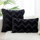 Boho chic white faux fur chevron pillow cover bedroom decor by Decorbites