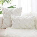 Boho chic white faux fur chevron pillow cover bedroom decor by Decorbites