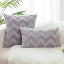 Boho chic white faux fur chevron pillow cover bedroom decor by Decorbites