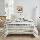 GobekUsa Boho Stripe Furball Duvet Set: High-Quality King Size Bedding with Tassels