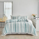 GobekUsa Boho Stripe Furball Duvet Set: High-Quality King Size Bedding with Tassels