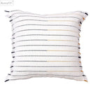 Boho cream & black handmade cotton woven cushion living room pillow by Decorbites