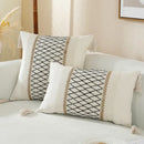 Boho cream & black woven cushion cover living room tasseled pillow by Decorbites