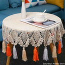 Boho cream cotton macrame tassel wall hanging for living room by Decorbites