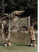GobekUsa Cotton Macrame Wedding Backdrop Curtain with Tassel | Boho Wall Tapestry