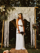 GobekUsa Cotton Macrame Wedding Backdrop Curtain with Tassel | Boho Wall Tapestry