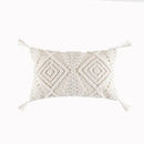 Boho cream cotton tassels cushion covers living room pillow case by Decorbites