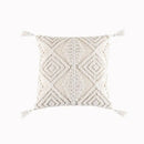 Boho cream cotton tassels cushion covers living room pillow case by Decorbites