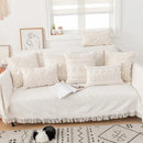 Boho cream cotton tassels cushion covers living room pillow case by Decorbites